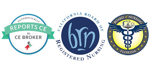 CE Approved by California Board of Registered Nursing and the Florida Board of Nursing (select courses).
